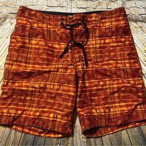 Old Navy Orange Printed Mesh Lined Board Swim Shorts